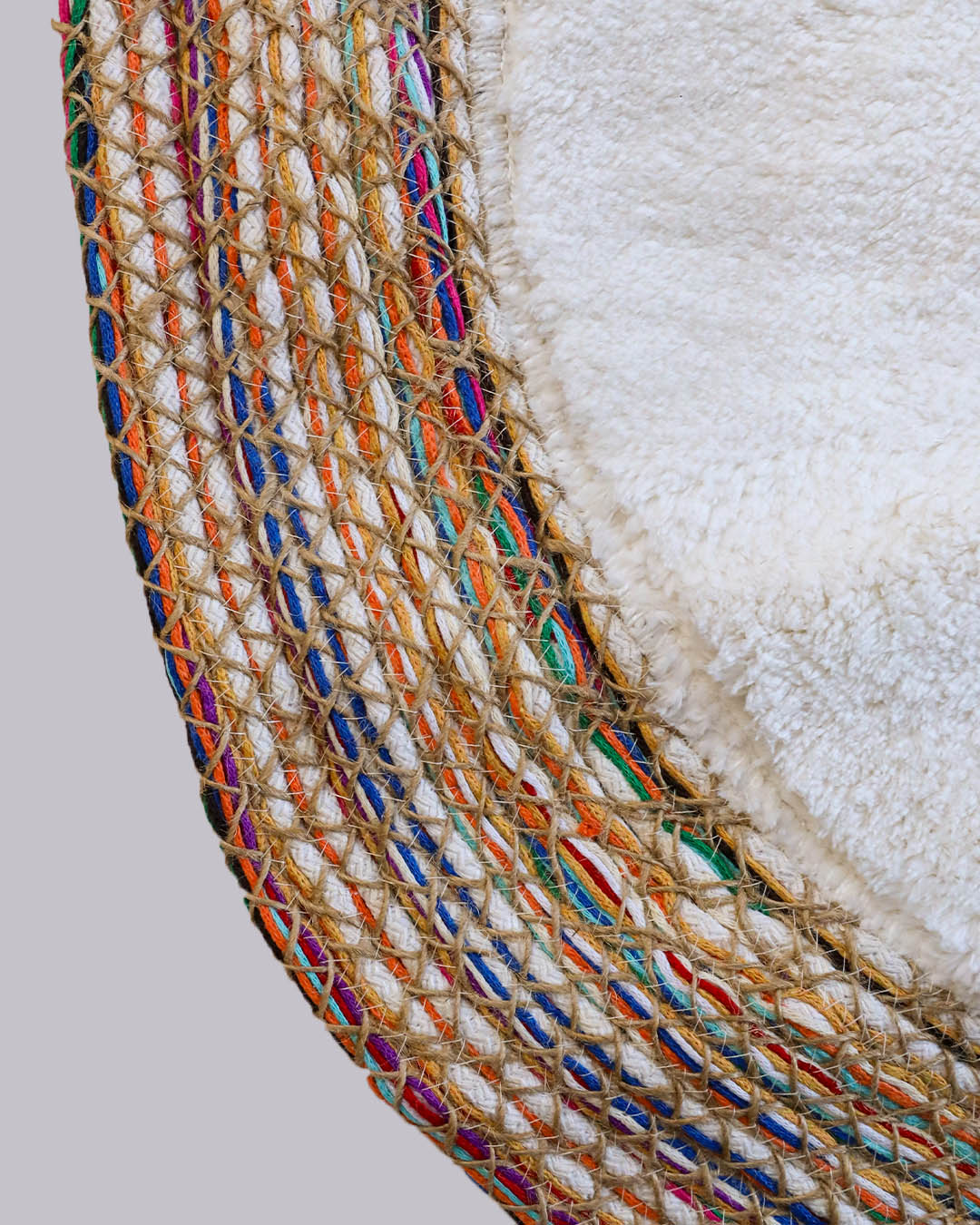 Arven Jüt ve Peluş Oval Halı - Doğal ve Lüks Dokunuş (80x150cm)Renkli