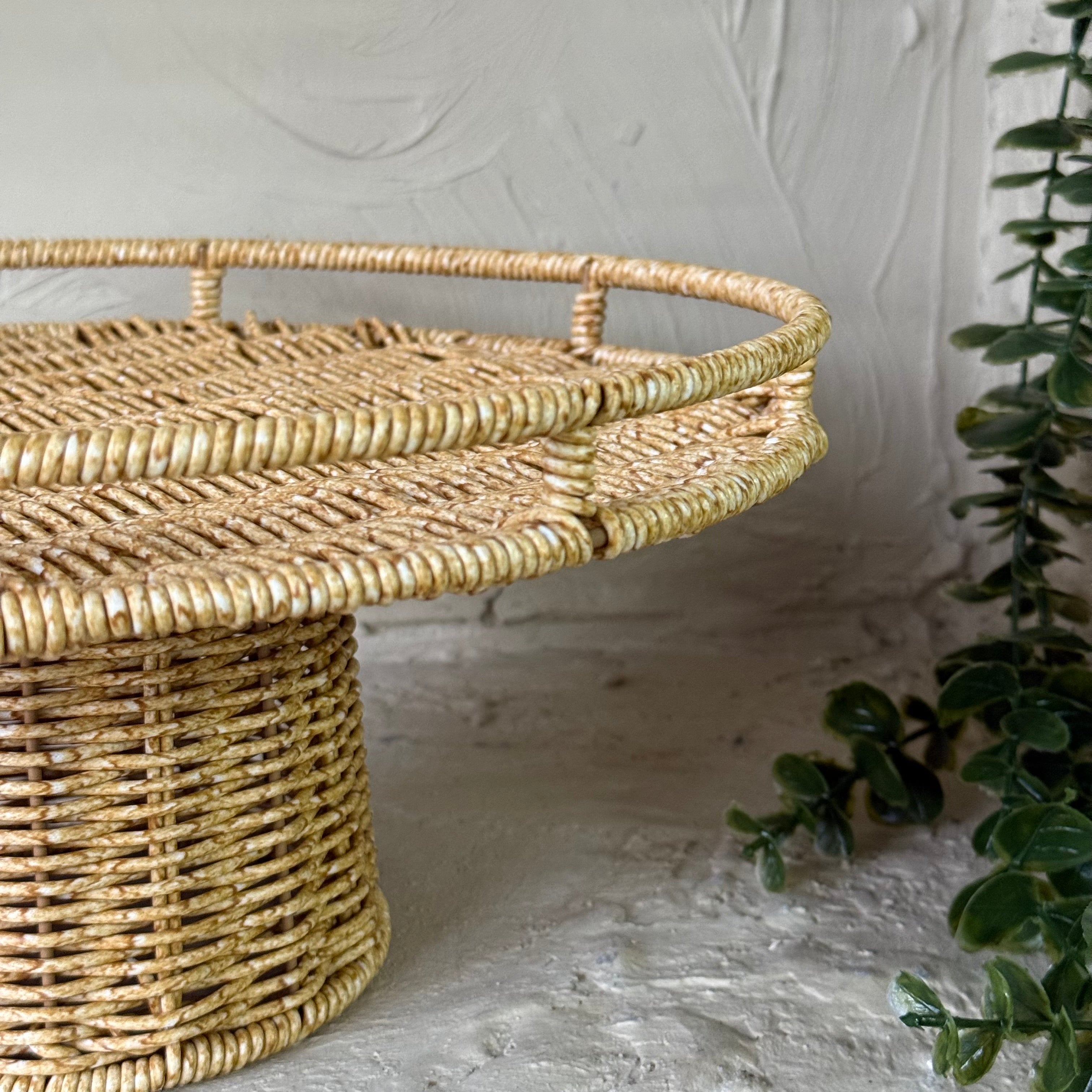 Rattan Ayaklı Yuvarlak Meyvelik Sunumluk Naturel