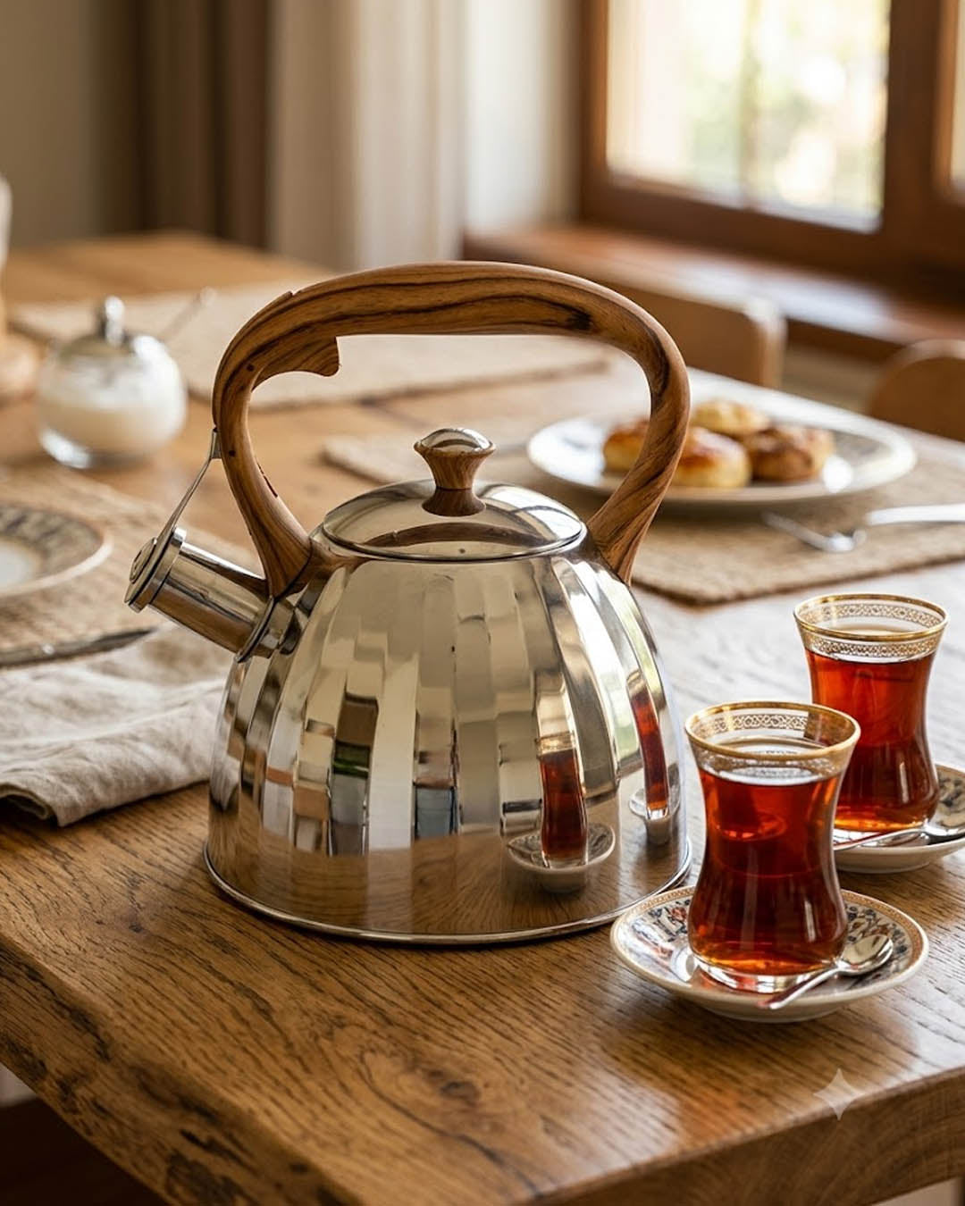 Bue Akasya Ağacı Tutmalı Çay Demlik 9258