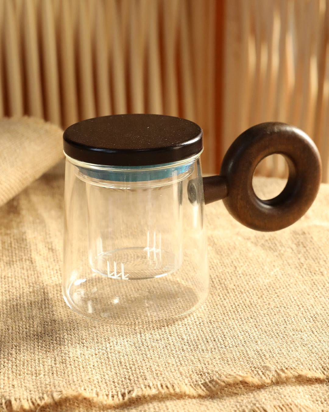 Akasya Doğal Cam Kupa Demleme Çay Bitki Çayı Detoks Bardağı 550ML