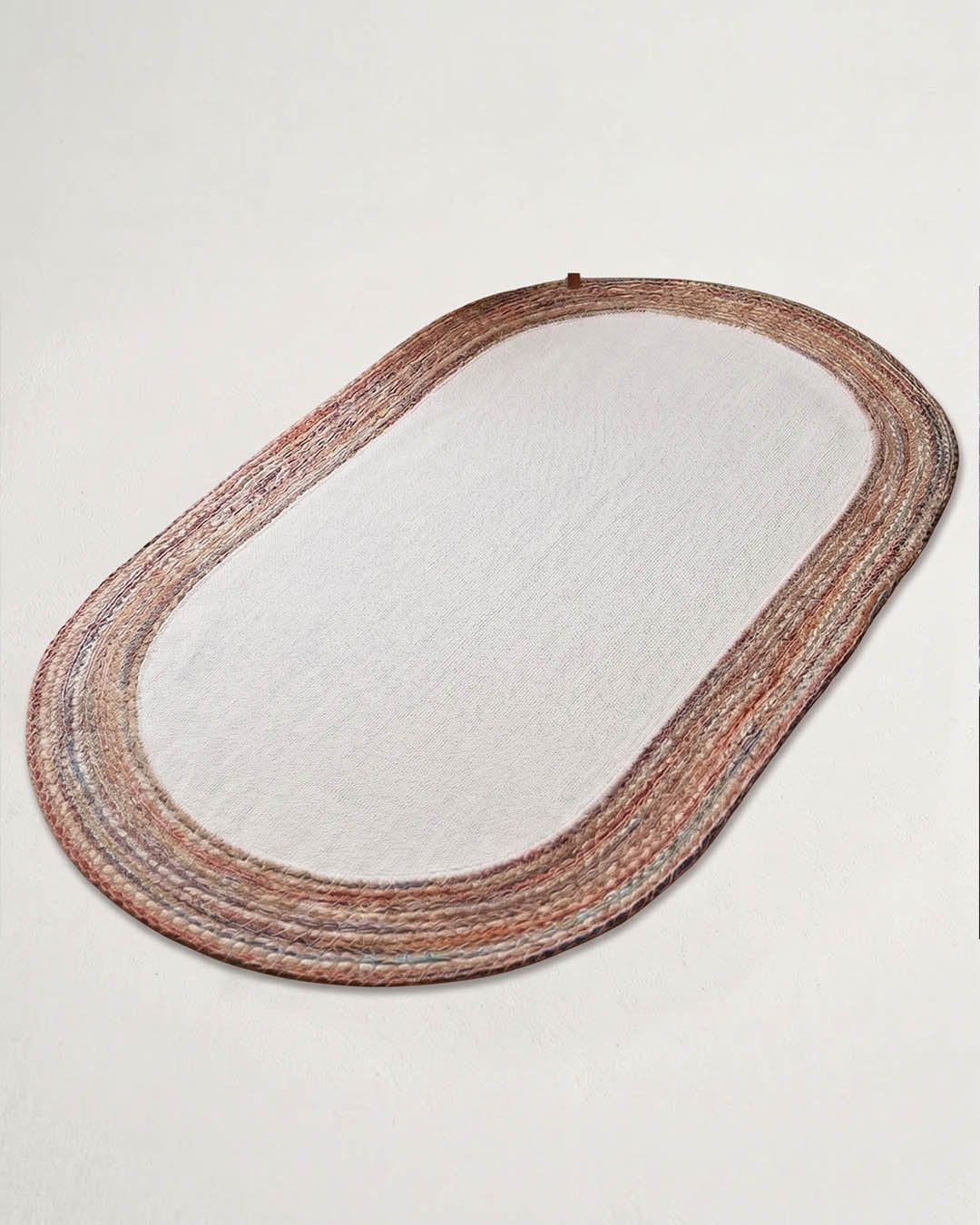 Arven Jüt ve Peluş Oval Halı - Doğal ve Lüks Dokunuş (80x150cm)Renkli