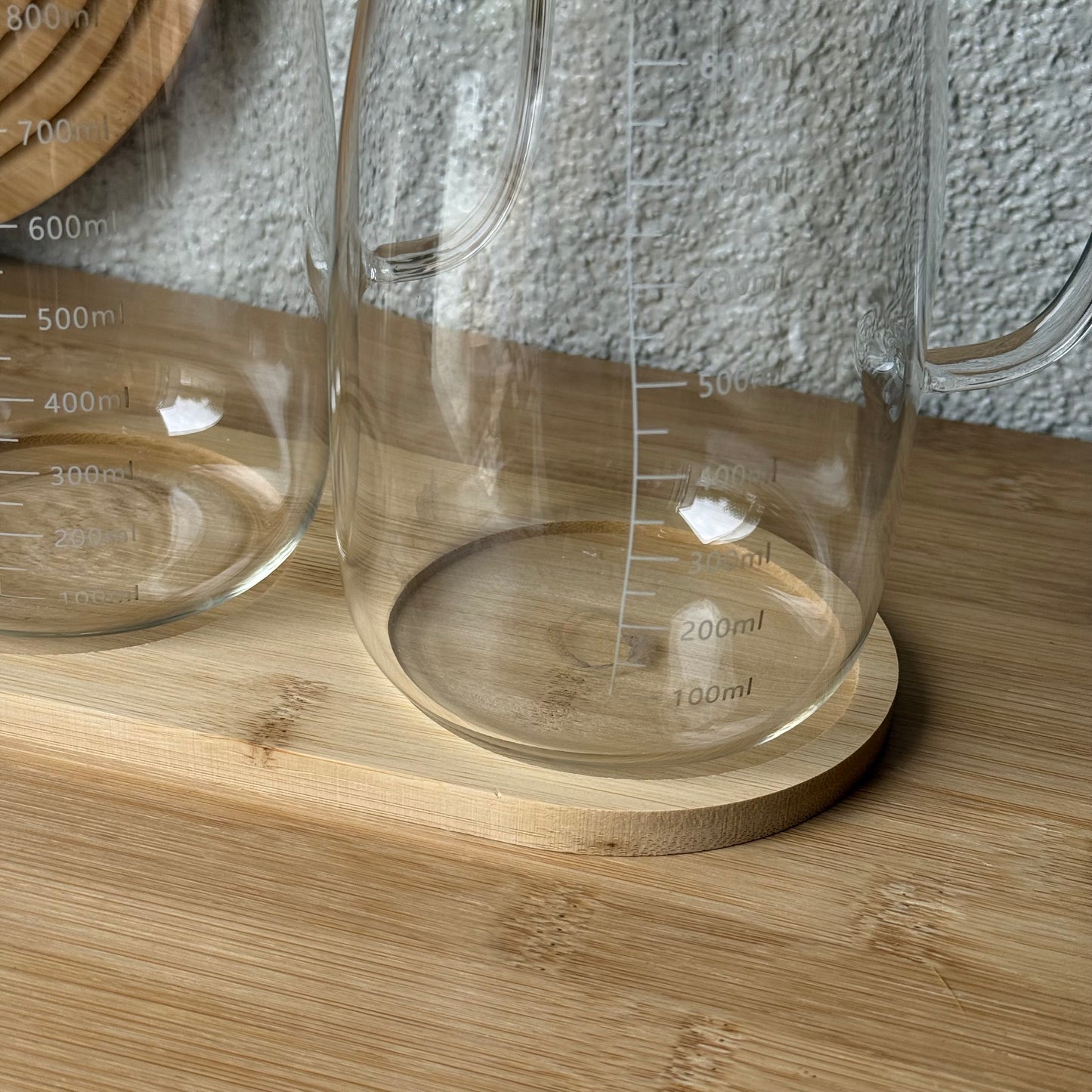 Sahana Bambu Standlı Borosilikat İkili Yağdanlık Seti 1 Litre