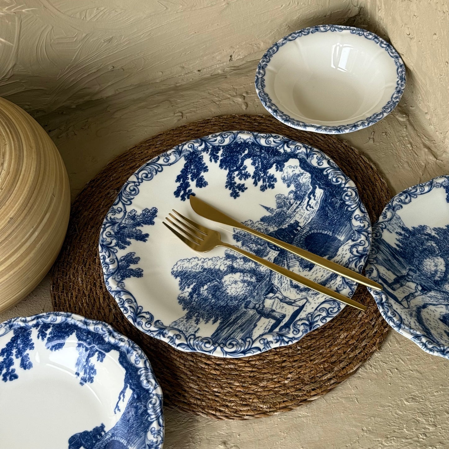 Porser Porselen 24 Parça Yemek Takımı 6 Kişilik Mavi KOD:MARVAİL-30402-4