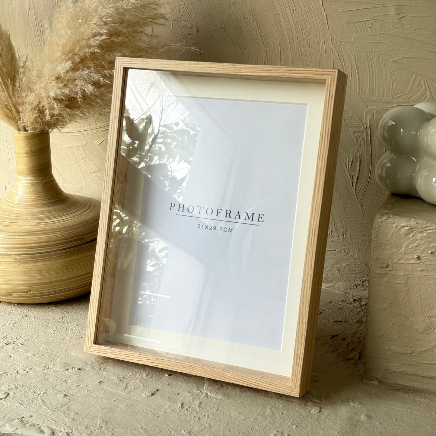 İKAE Ahşap Çerçeve Büyük Boy Çift Camlı KOD:3182-krem