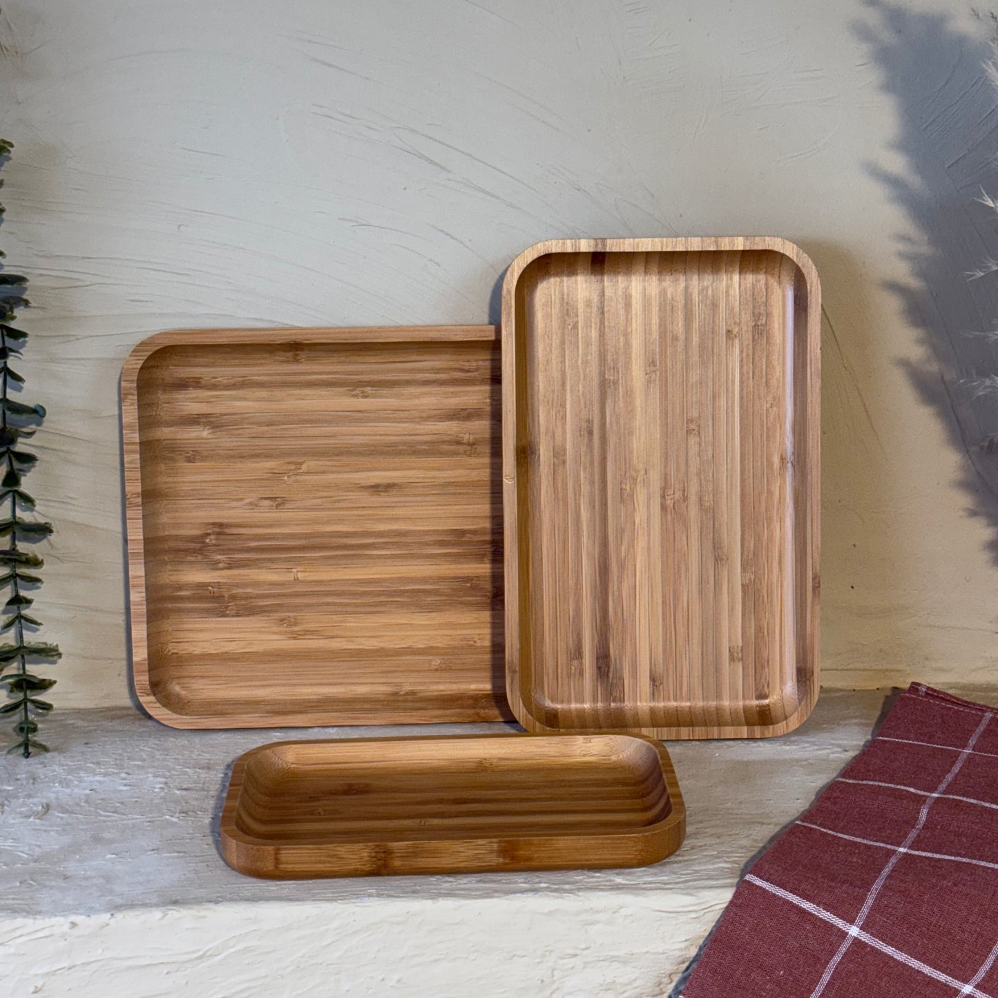 Maperally Bambu 3 Parça Dikdörtgen Sunum Seti KOD:110058-59-60