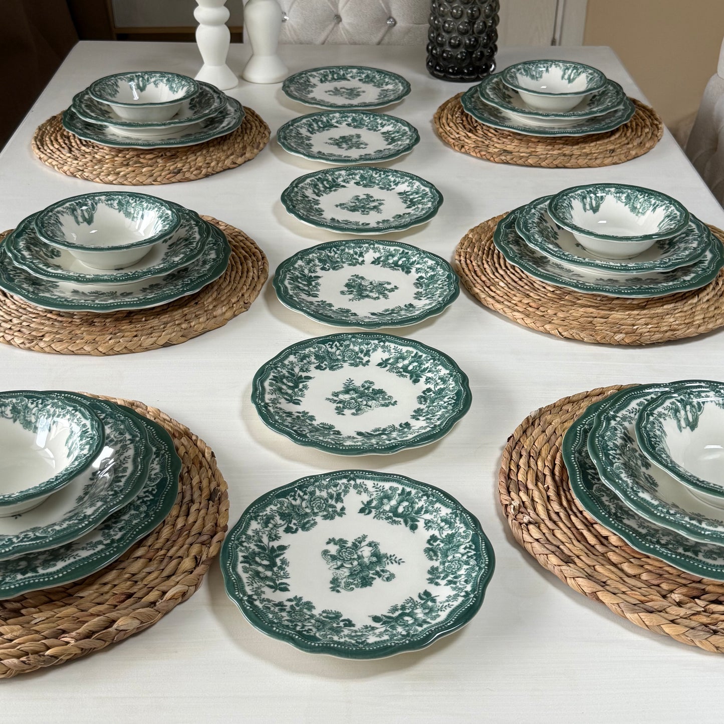 Porser Porselen 24 Parça Yemek Takımı 6 Kişilik KOD:VelourGreen-30329
