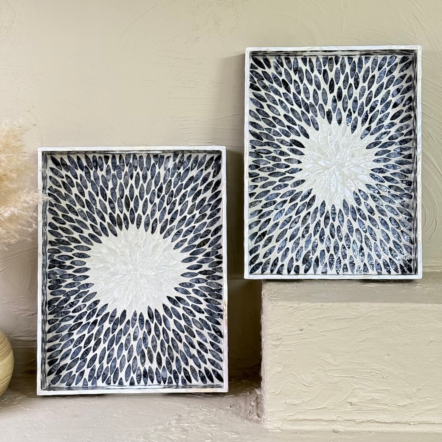 SVR Sedef 2 Boy Dikdörtgen Tepsi Seti KOD:61839 Siyah