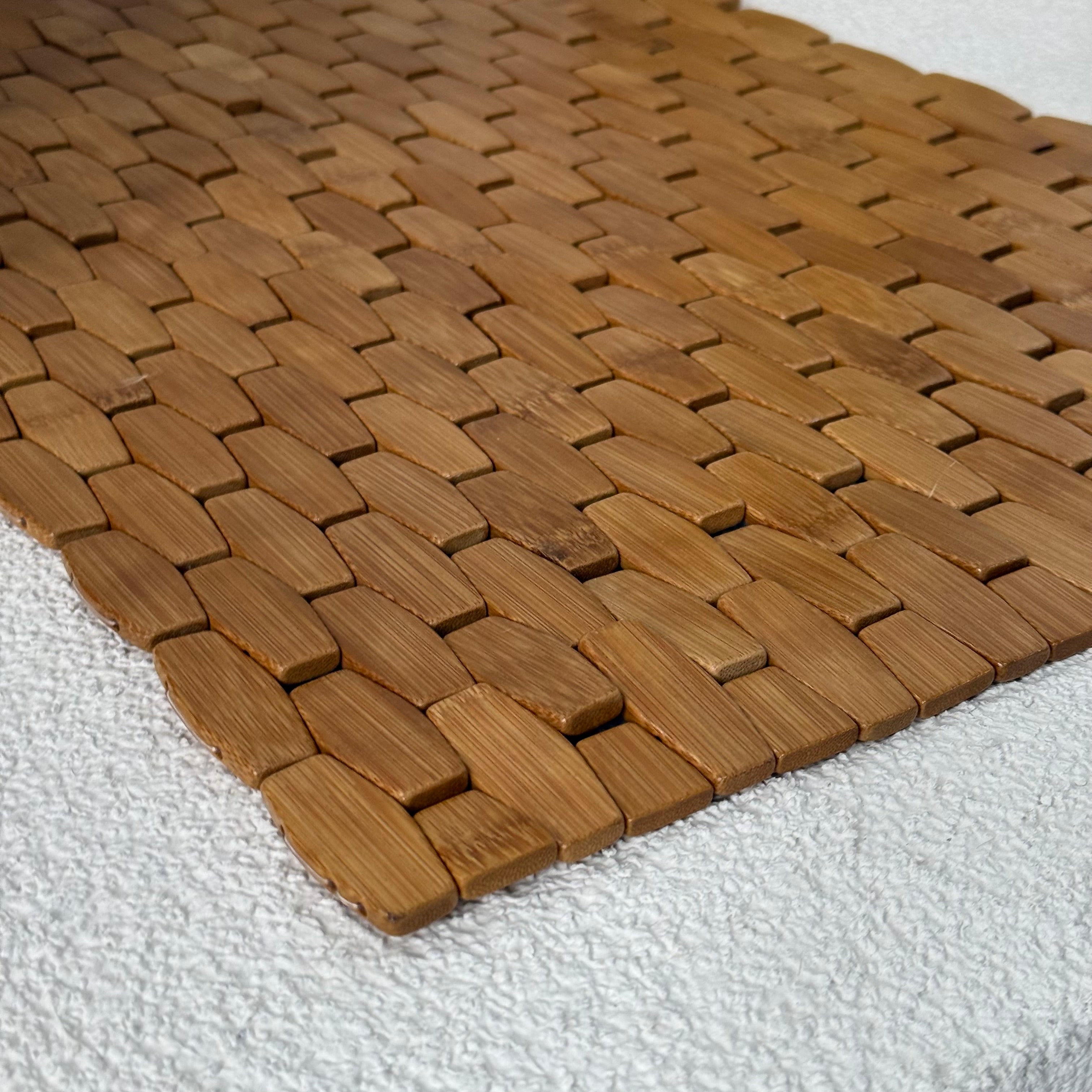 Maperlla Mozaik Bambu Banyo Paspas Kaydırmaz Taban 60x41 cm KOD:110038
