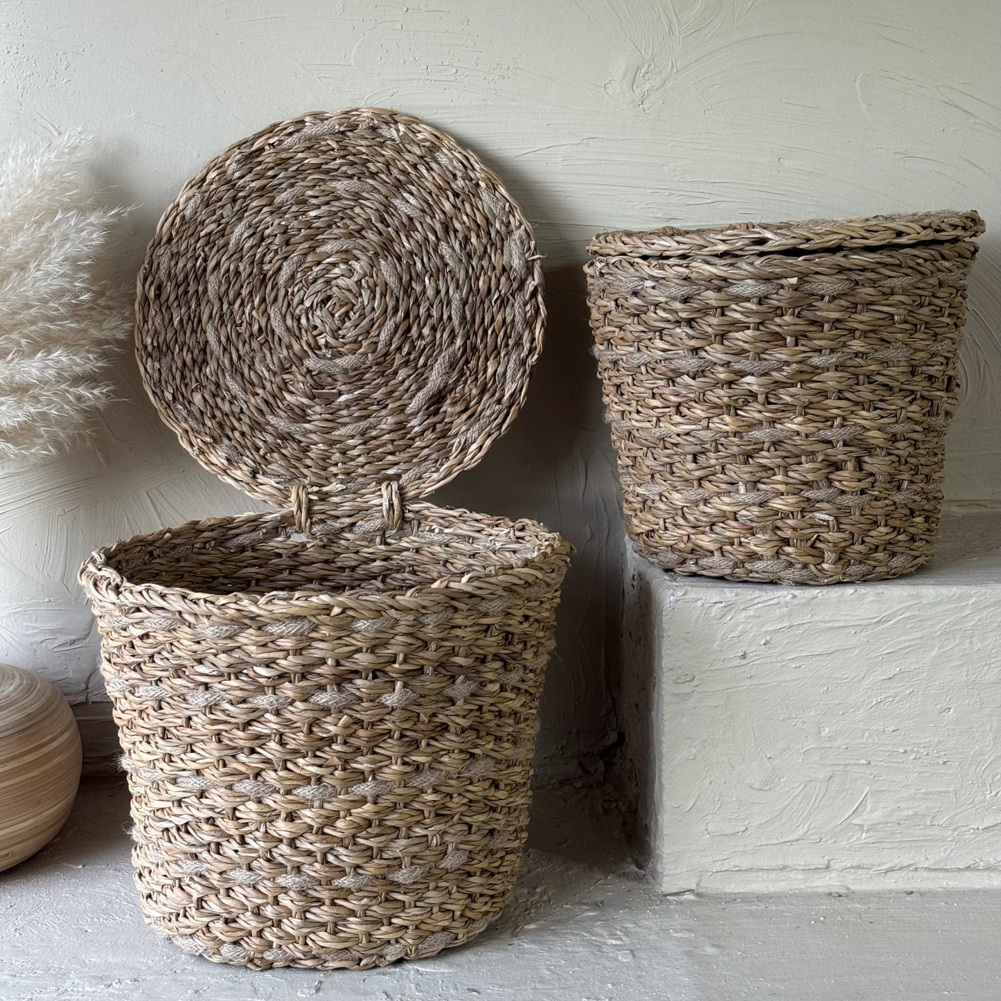 SVR Kapaklı İki Boy Yuvarlak Hasır Patates Soğanlık Naturel KOD:15841