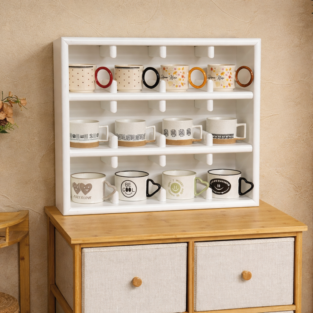 Evanev 12 Bölmeli Kupa Rafı Beyaz