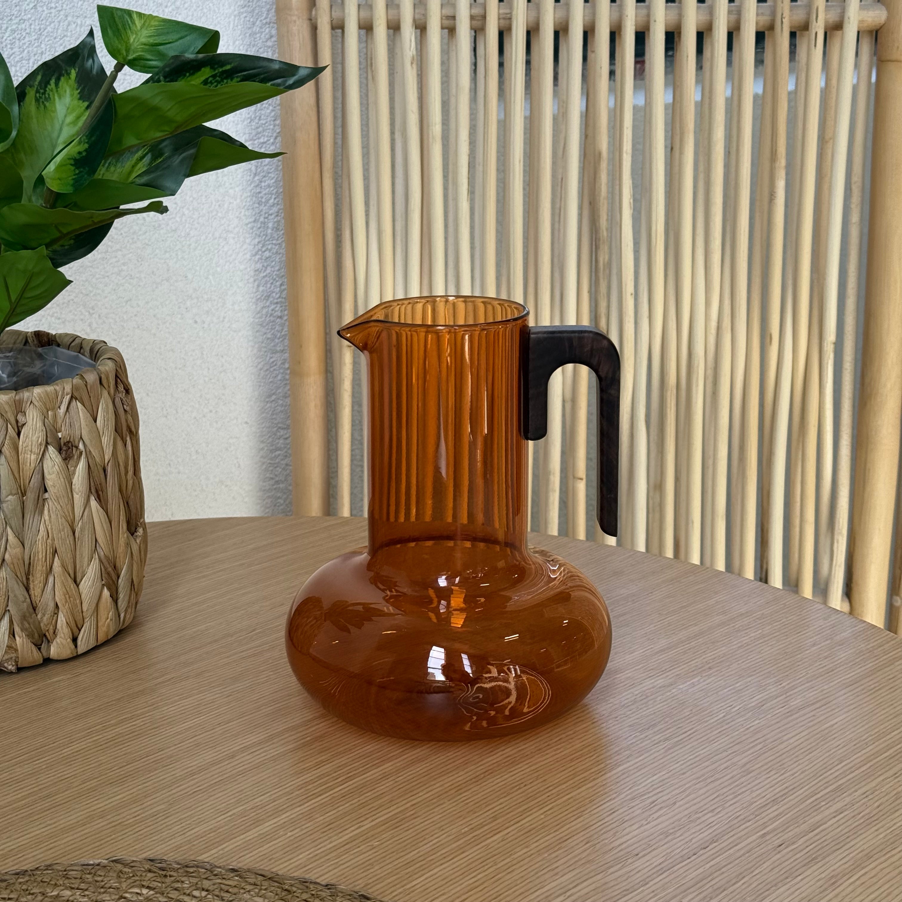 Mitally Lüks Borosilikat Cam Sürahi Akasya Ağacı Kulplu Amber 1200 ml KOD:012