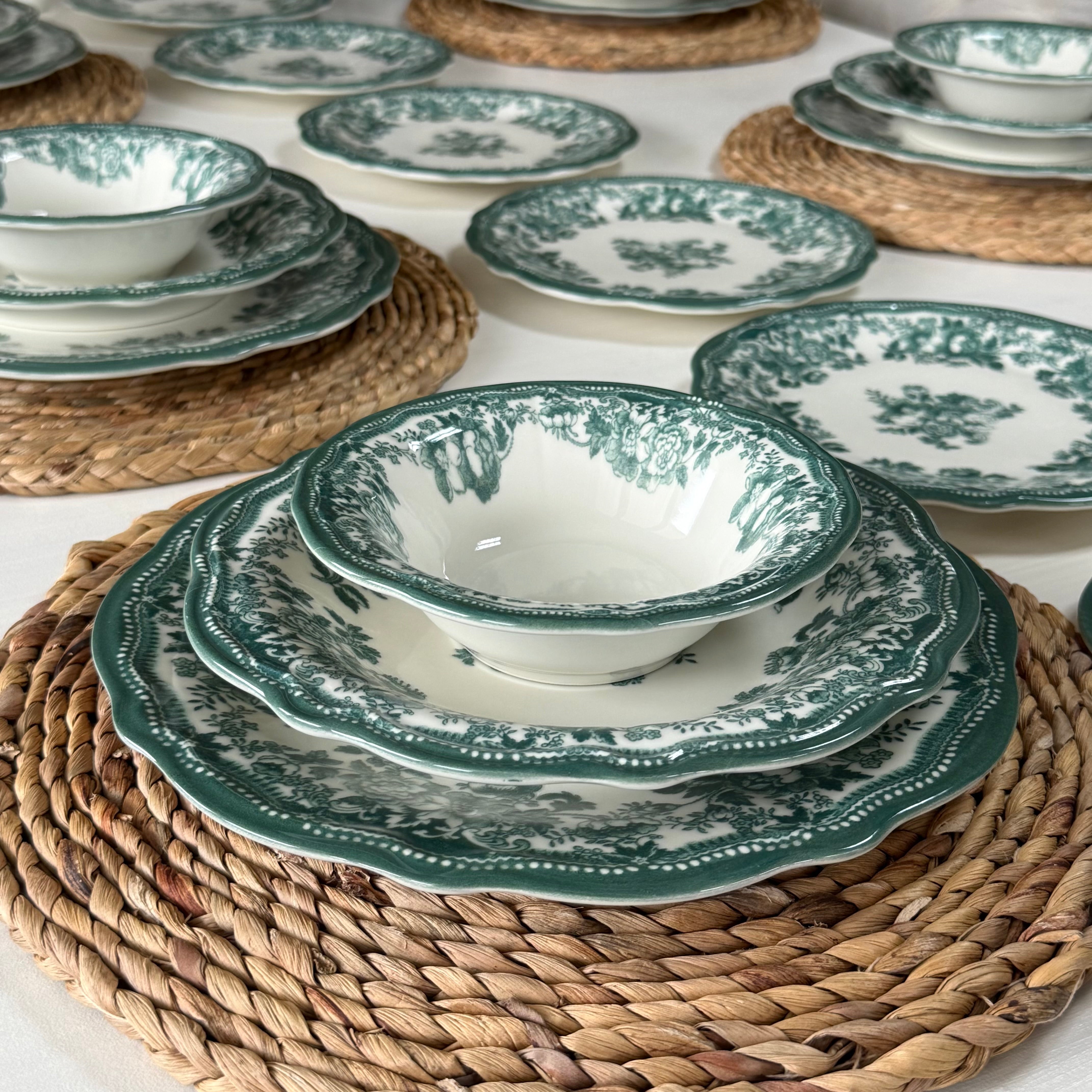 Porser Porselen 24 Parça Yemek Takımı 6 Kişilik KOD:VelourGreen-30329