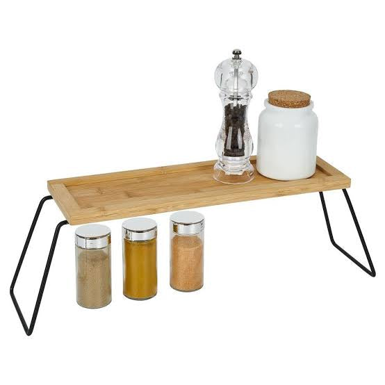 Mpr Dekoratif Bambu Ve Metal Ayaklı Saklama Düzenleme Rafı Organizer- 36x12x15 Cm