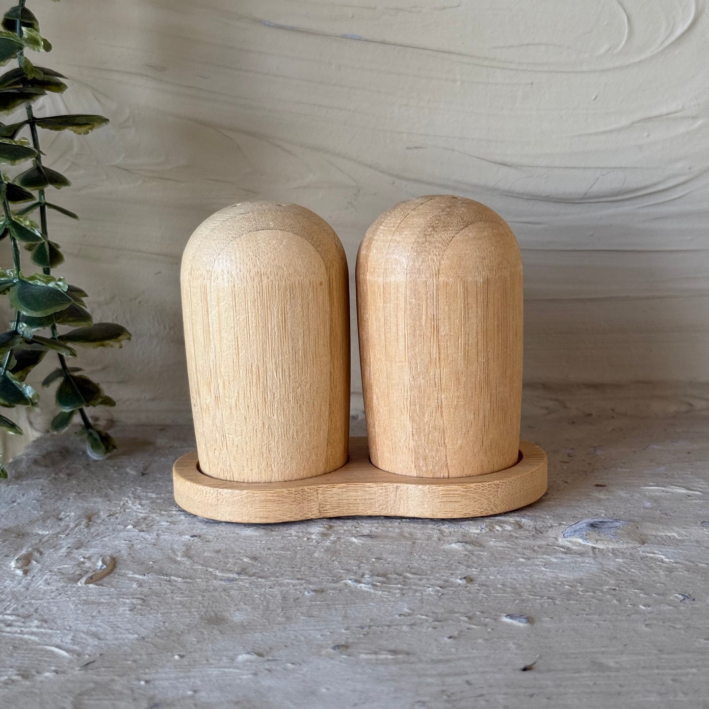 Saverlly Bambu Standlı İkili Oval Model Tuzluk KOD:94660