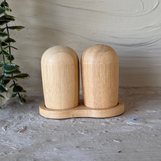 Saverlly Bambu Standlı İkili Oval Model Tuzluk KOD:94660