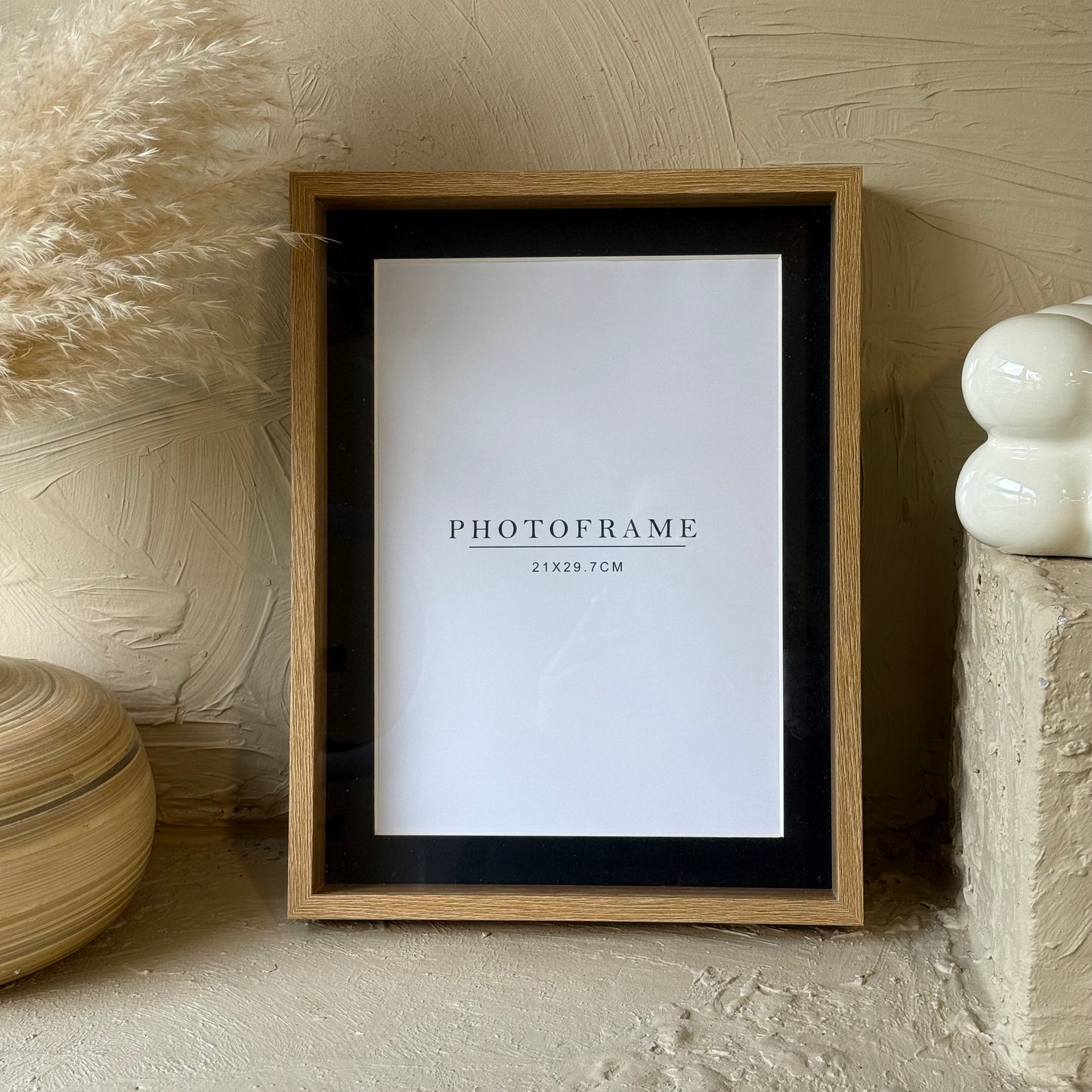 İKAE Ahşap Çerçeve Büyük Boy Çift Camlı KOD:3182-siyah