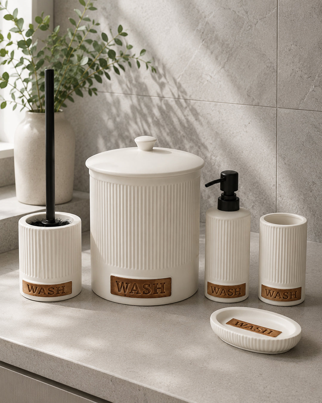 Lüks 5 Parça Porselen Banyo Seti Rv