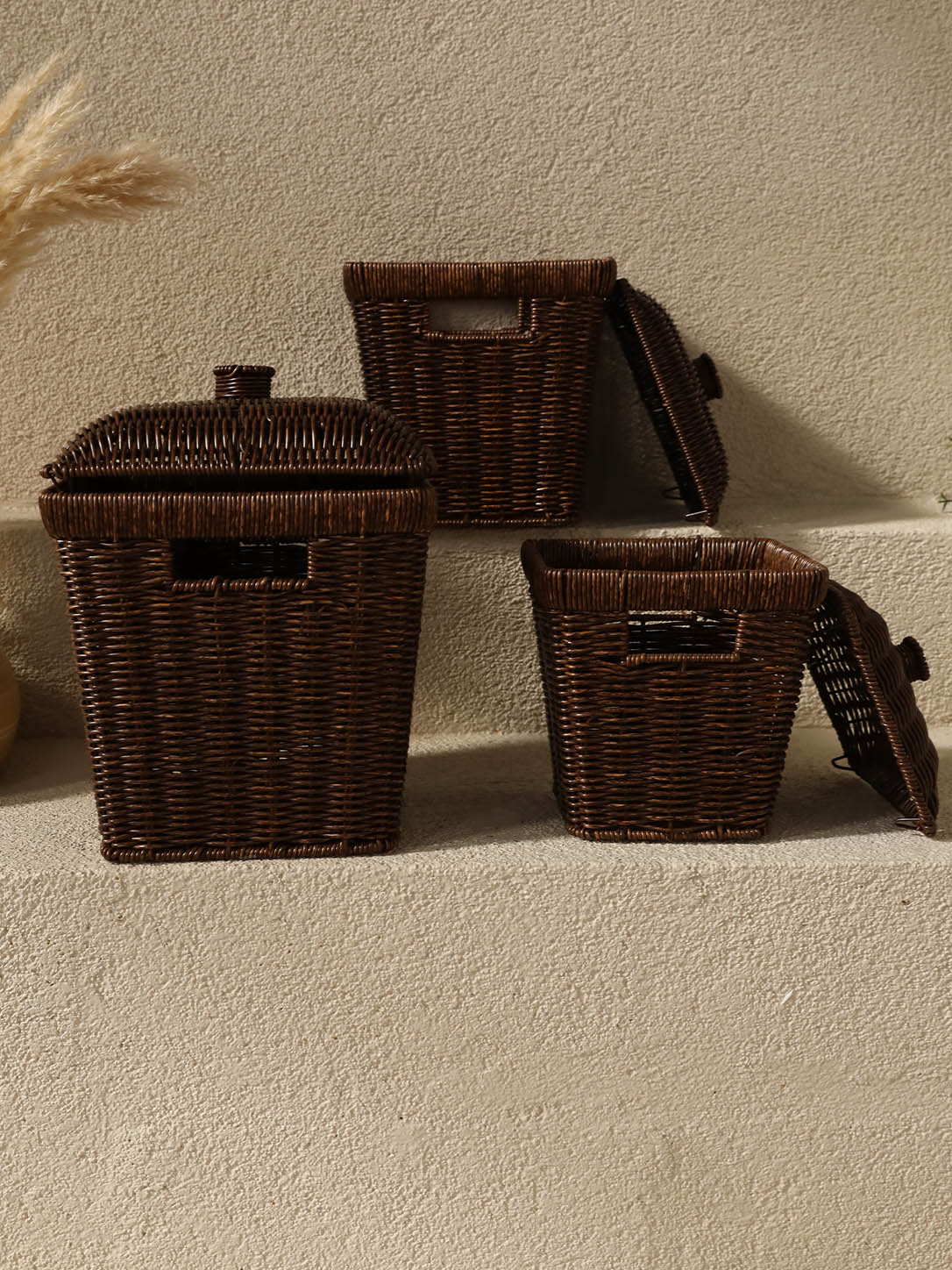 Rattan 3 Boy Kare Patates Soğanlık Seti Pbt-919