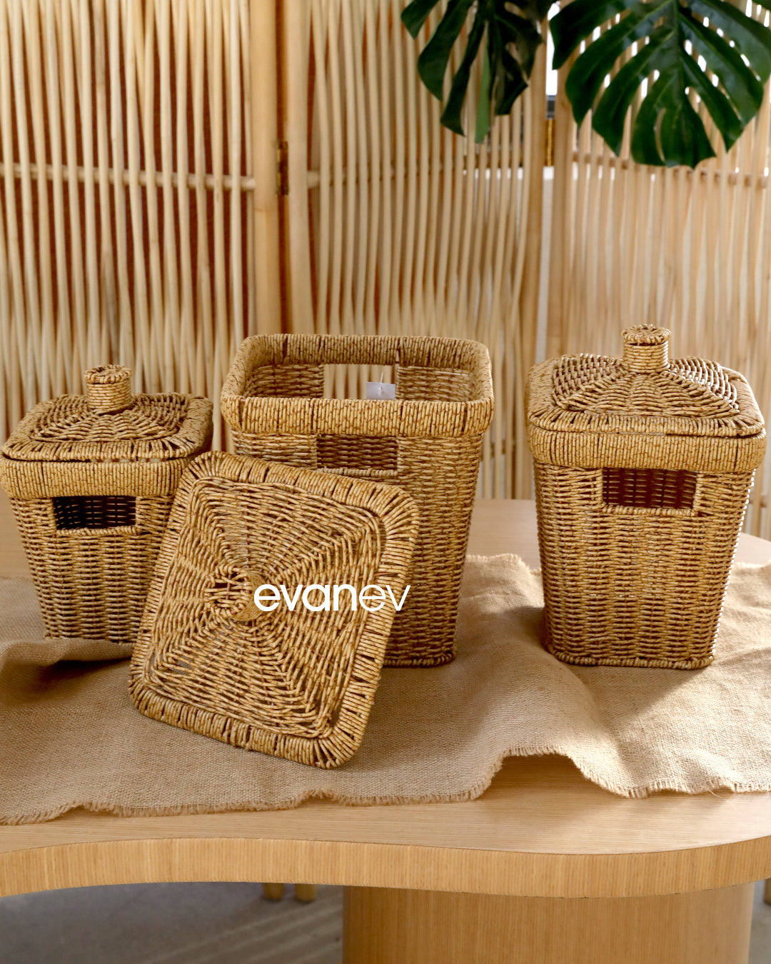 Wls Rattan 3 Boy Kare Patates Soğanlık Seti SR208