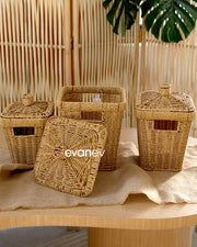 Wls Rattan 3 Boy Kare Patates Soğanlık Seti SR208