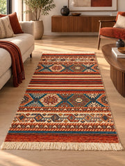 Anadolu Toprak Otantik Motifli Desenli Kilim (80x150cm) Etnik Dokunuş, Doğal Şıklık