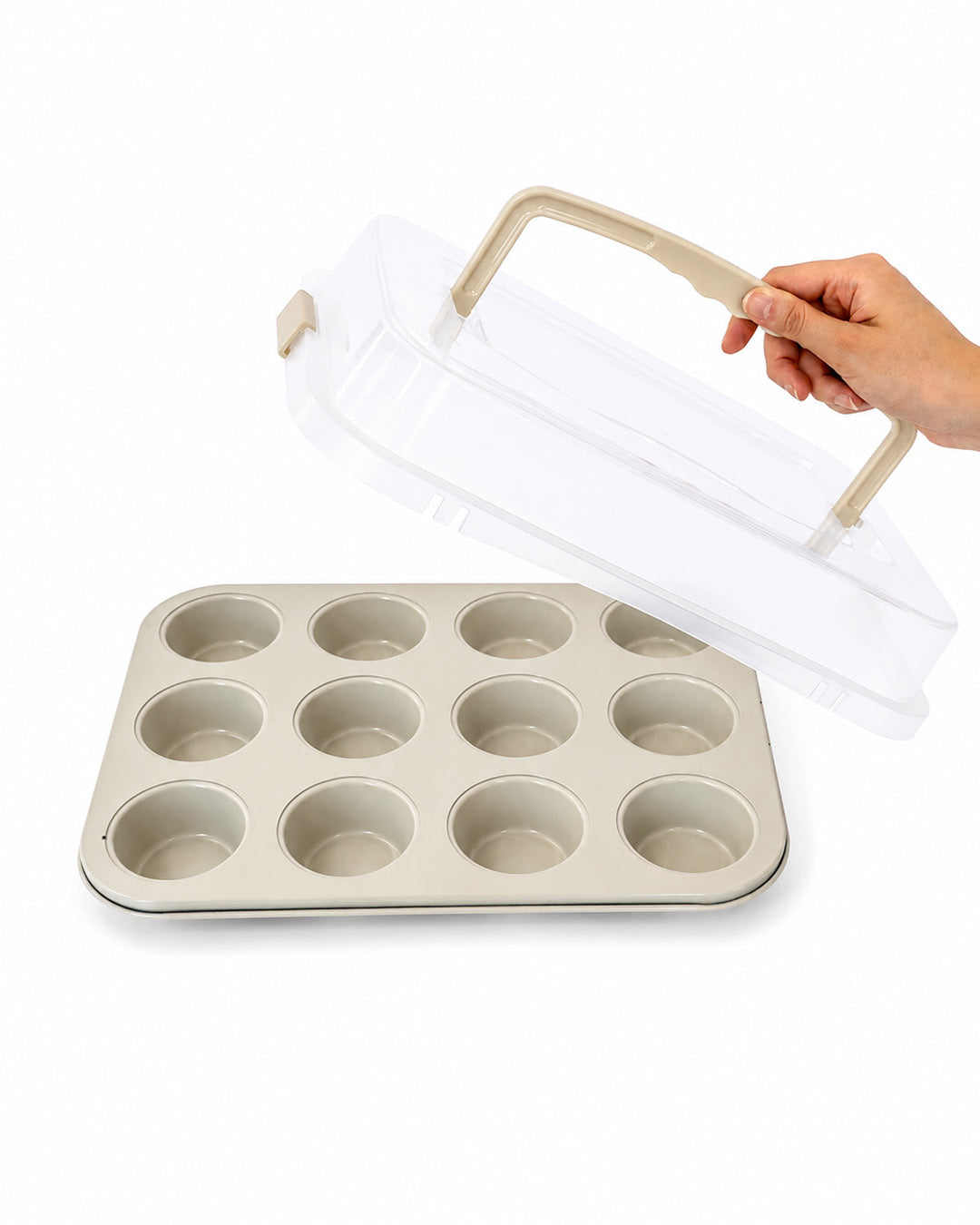 Muffin Kapaklı Kek Kalıbı Dikdörtgen (Krem) 7141