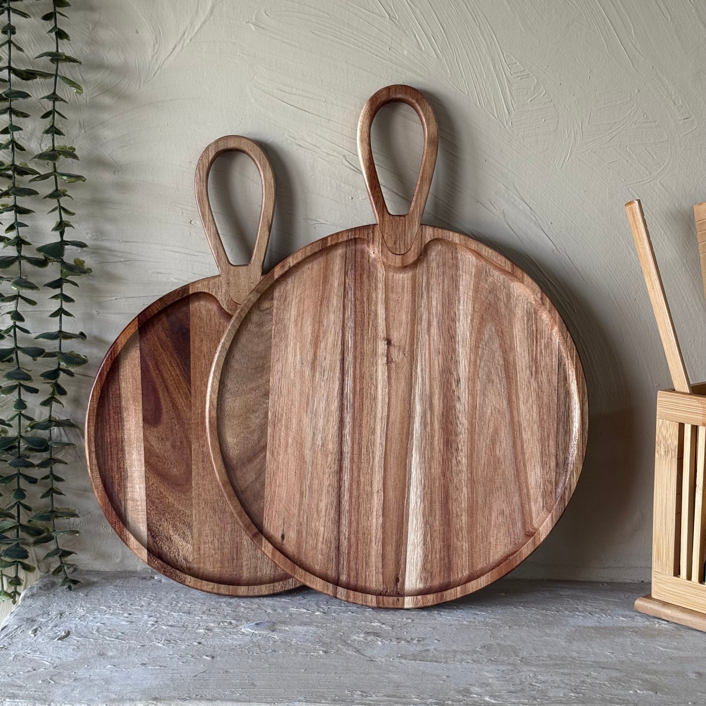 Milanny Akasya Ağacı Tutmalı Yuvarlak Sunumluk İki Boy 28 cm, 24 cm KOD:147-146