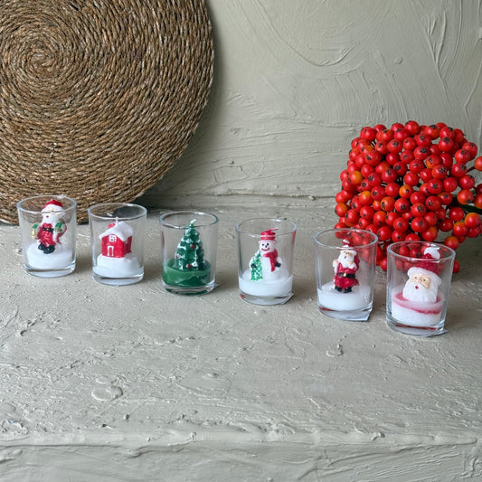 Tutku Cam Bardak Noel Mum Seti 6 Adet KOD:40987