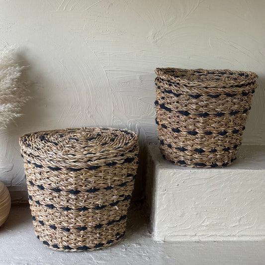 SVR Kapaklı İki Boy Yuvarlak Hasır Patates Soğanlık Siyah KOD:15841