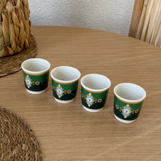 Pashally Porselen 4 Lü Espresso Fincan Seti Yeşil KOD:1035