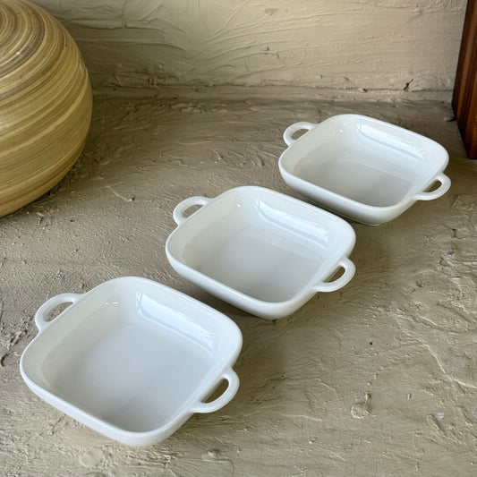 Elenora Porselen 3 Lü Kare Kulplu Meze Tabağı Set Beyaz KOD:091