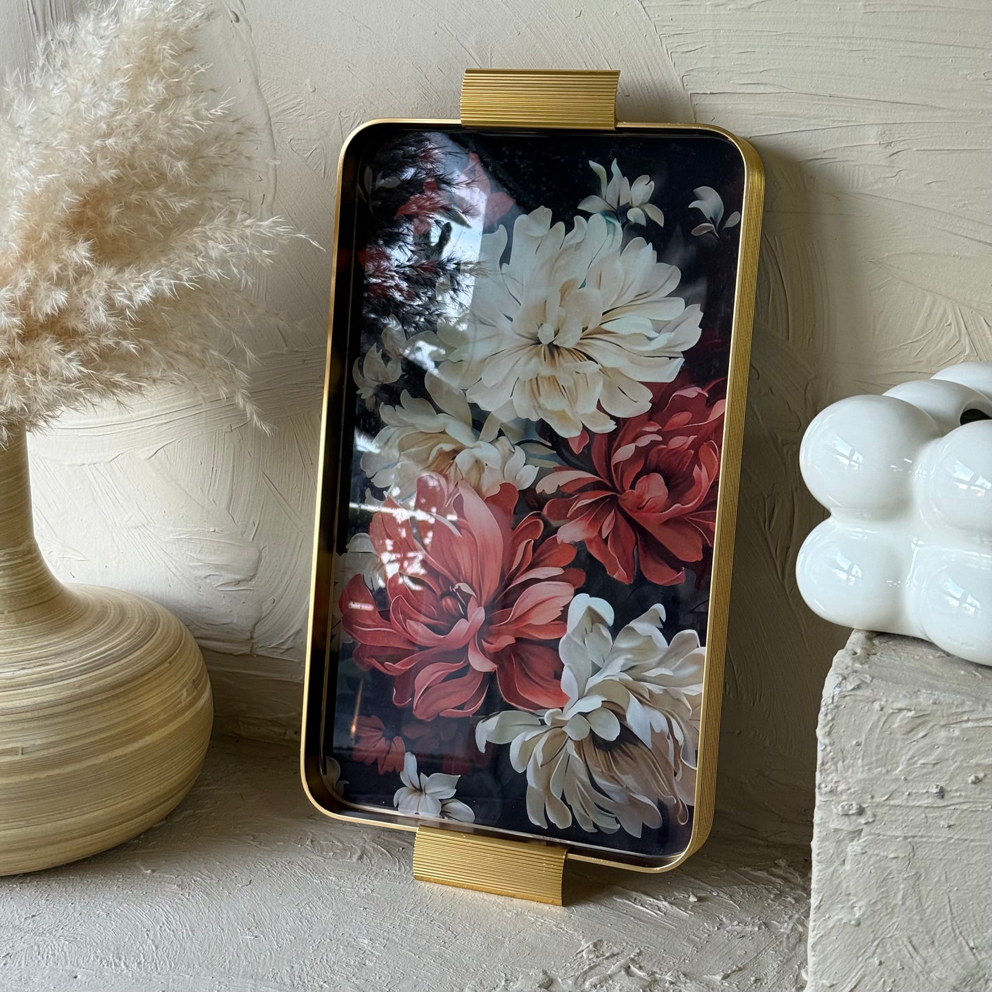 Arow  Gold Desenli Cam Tepsi KOD:1204