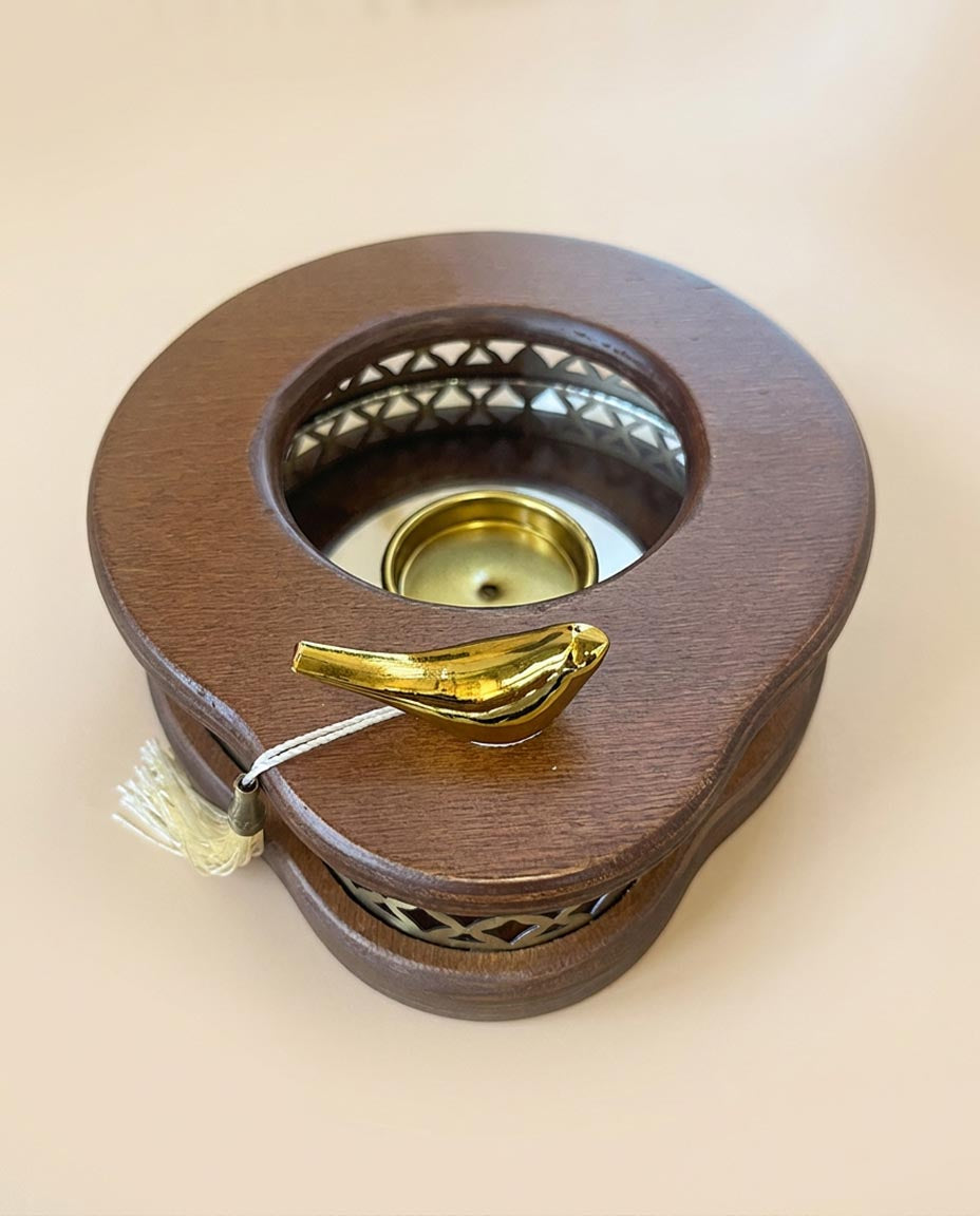 Royal Premium Ahşap Tealight Mumlu Isıtıcı & Dekoratif Sunumluk 11540