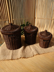 Rattan 3 Boy Patates Soğanlık Seti PBT-439 Kahve