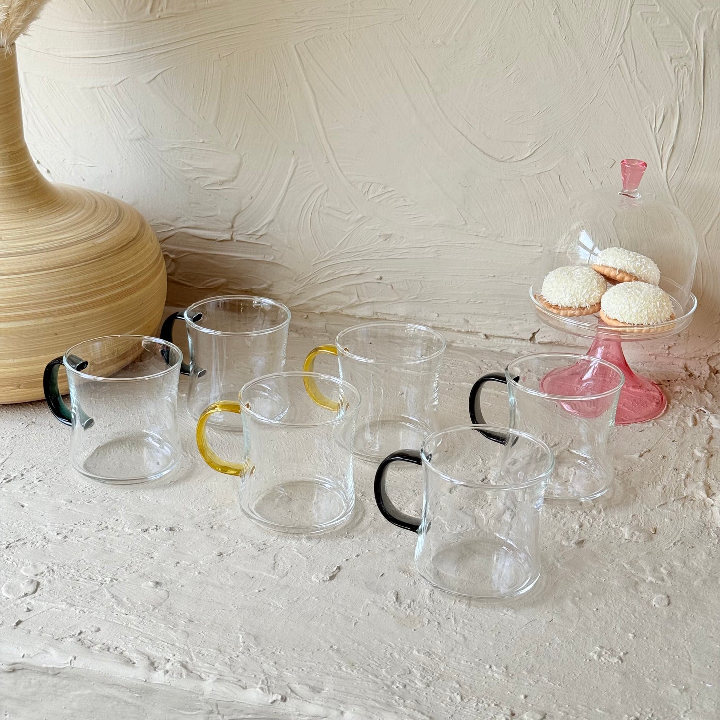 Tutku Borosilikat Cam Renkli Kulp 6 Adet Kupa Seti KOD:711