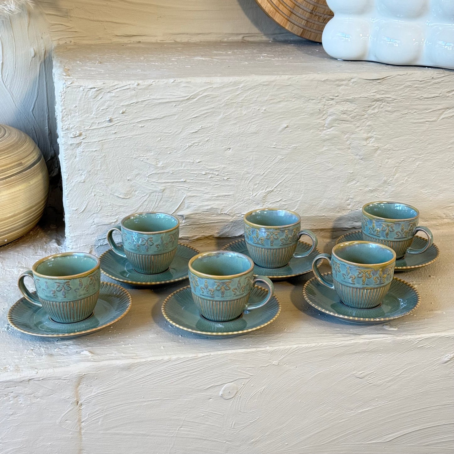 Porline Helena Hitit Model Porselen Kahve Fincan Seti 6 Kişilik Haki ( ÇOK SATANLARDA)