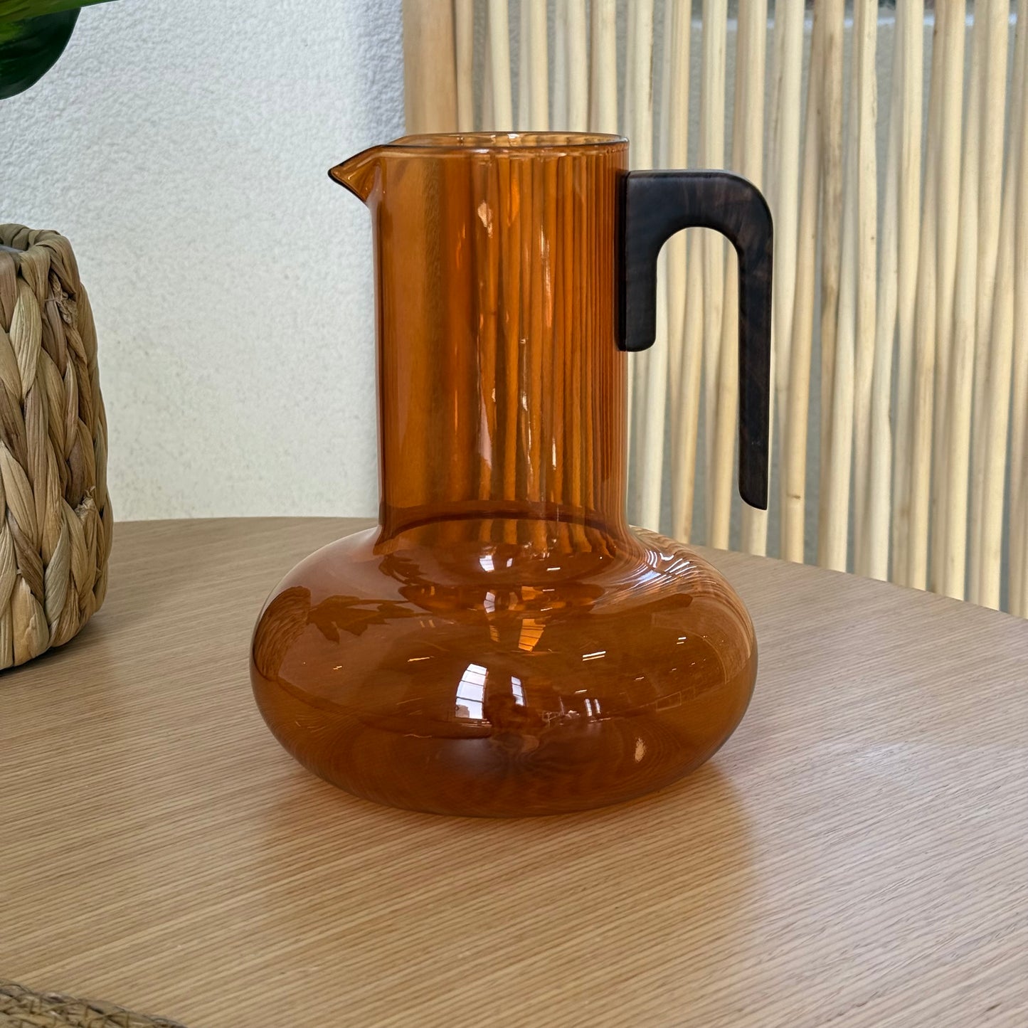 Mitally Lüks Borosilikat Cam Sürahi Akasya Ağacı Kulplu Amber 1200 ml KOD:012