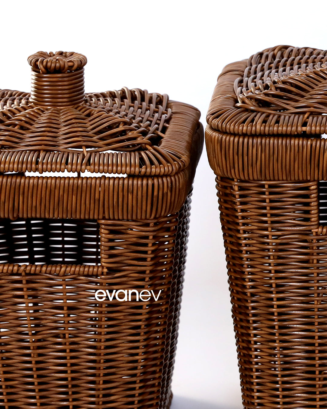 Wls Rattan 3 Boy Kare Patates Soğanlık Seti Kahve208