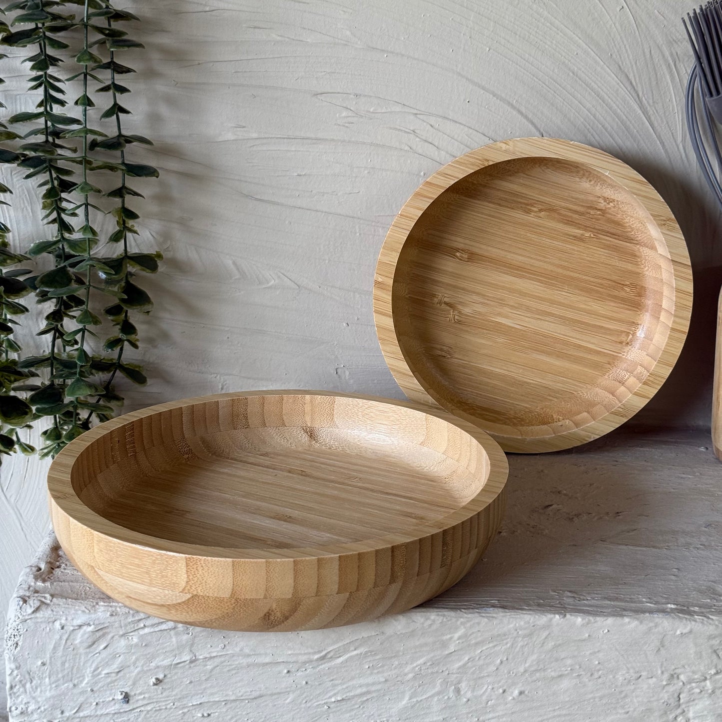 Tutku Bambu Yuvarlak İki Boy Sunumluk 18 cm, 22 cm KOD:41203-02