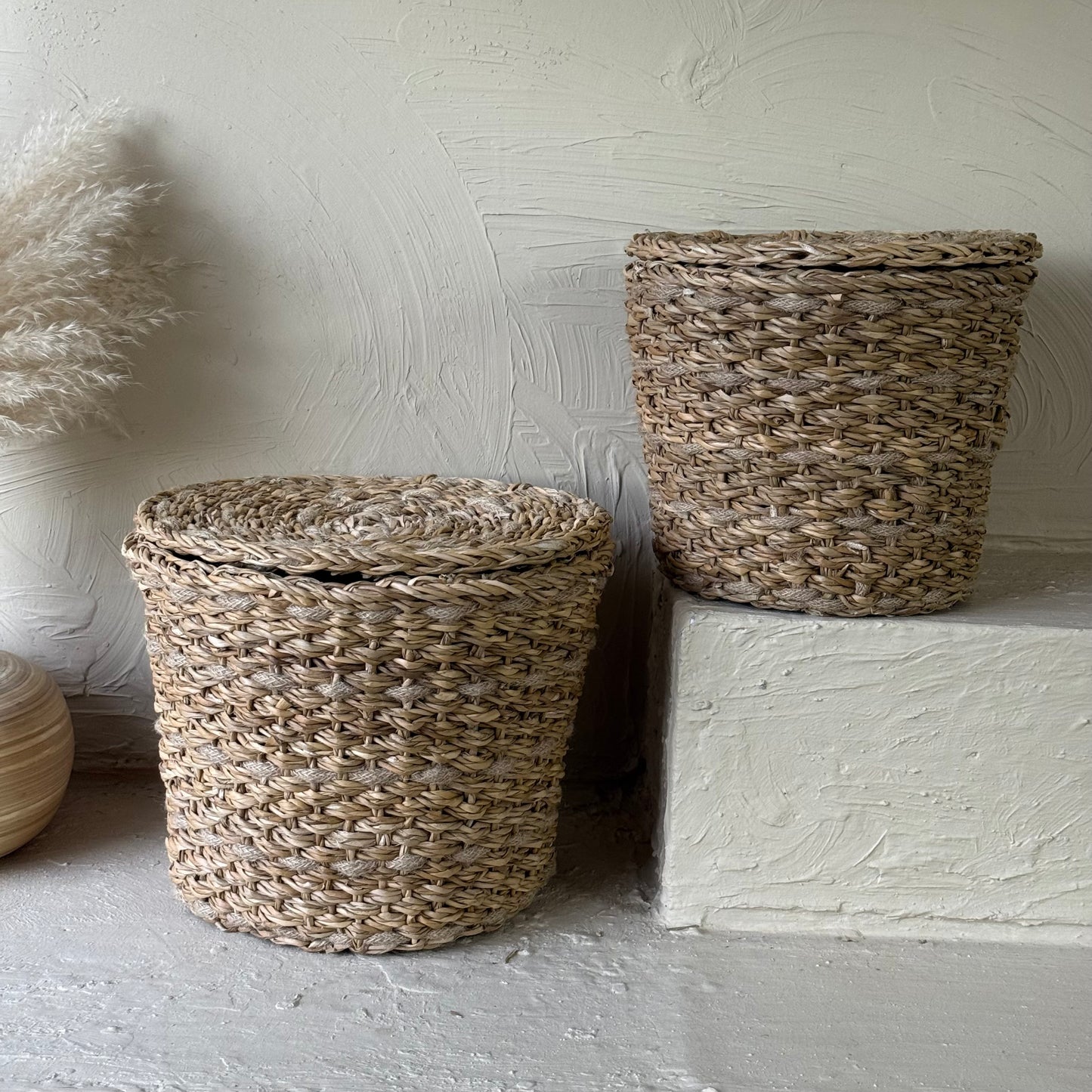 SVR Kapaklı İki Boy Yuvarlak Hasır Patates Soğanlık Naturel KOD:15841