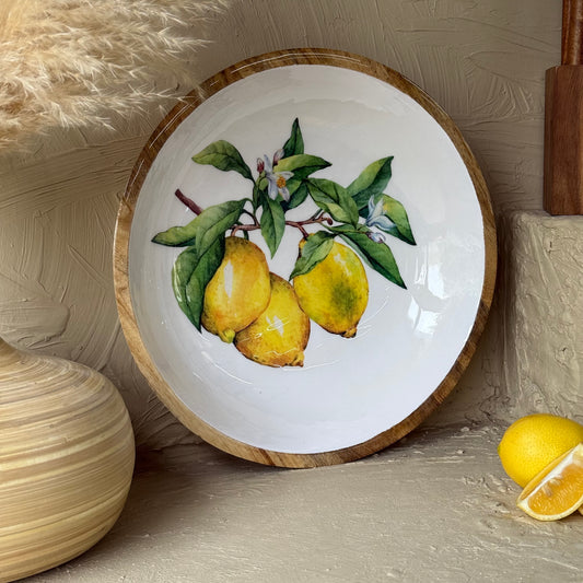 Selin Yuvarlak Orta Boy Sunumluk Meyvelik Lemon Desenli KOD:HSL-04
