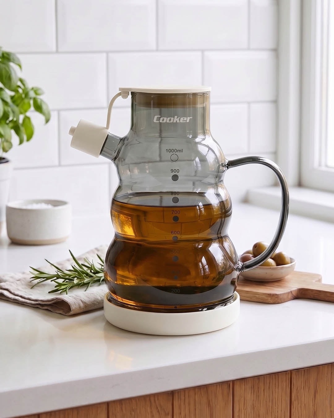 1 Litre Borsilikat Cam Yağlık ve Sirkelik  Zeytinyağ Şişesi Syh-Byz