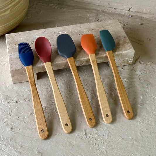 VD Bambu Saplı 5 Parça Silikon Kaşık Seti KOD:8996