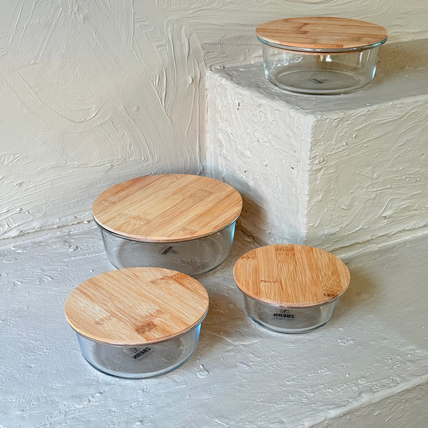 ZBERN Bambu Kapaklı 4 Boy Saklama Kabı