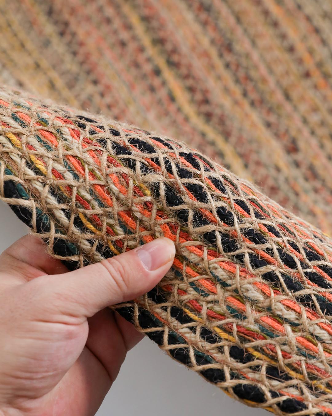 Arven Çok Renkli Jüt Oval Paspas (80 x 150 cm)