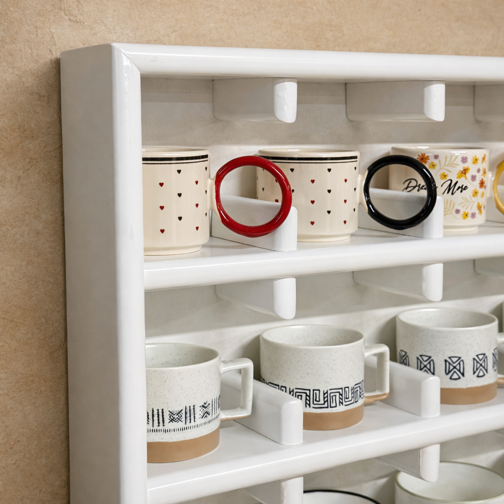 Evanev 12 Bölmeli Kupa Rafı Beyaz