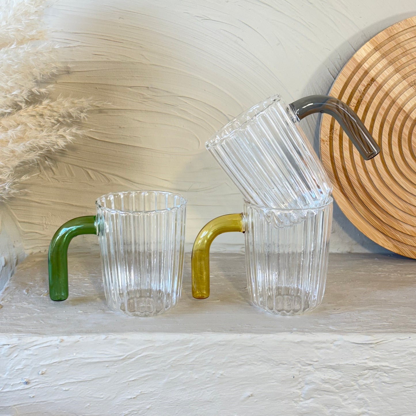 Tutku Borosilikat Cam Kupa Nescafe Seti Renkli Kulp