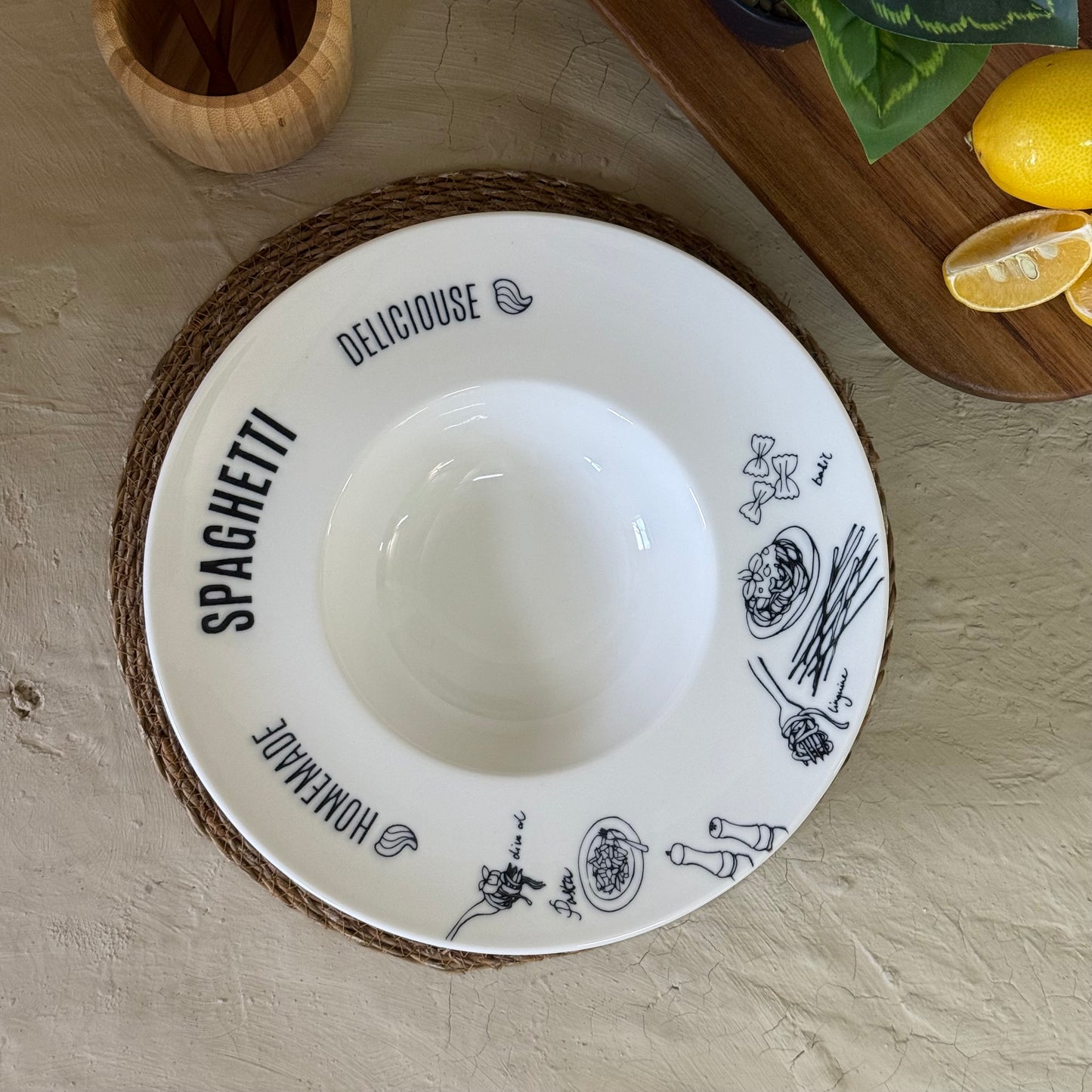 Porser Spagetti Porselen Makarna Tabağı 6 Adet