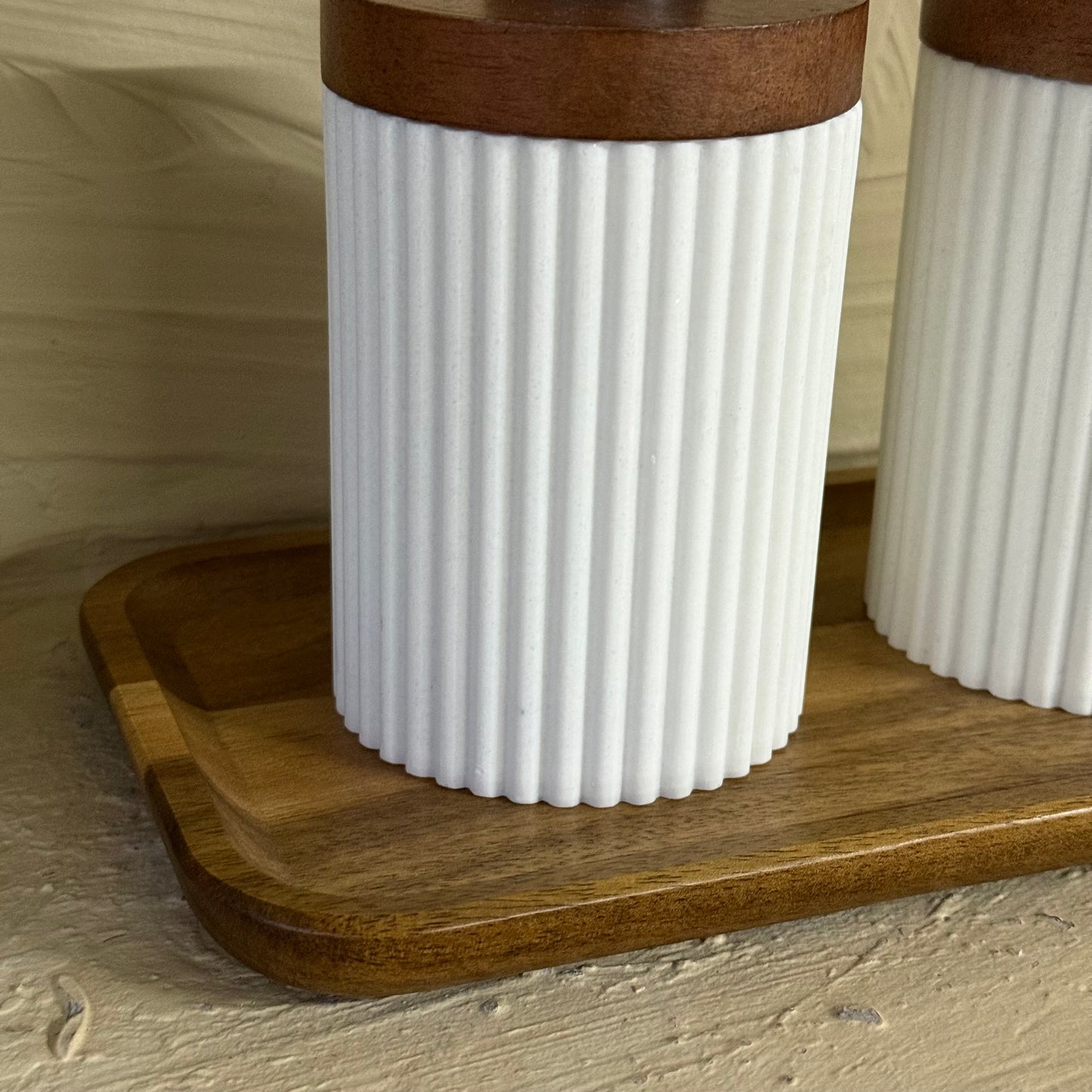 Akasya Ağacı Standlı Mermer İkili Sıvı Sabunluk Seti 3 Parça