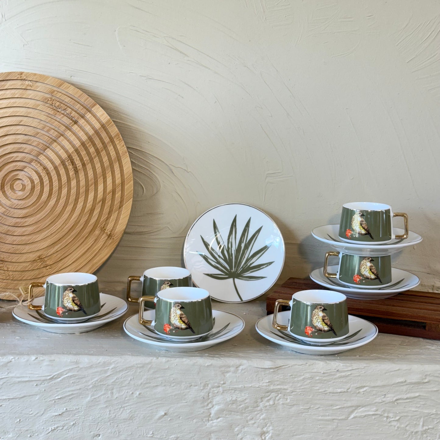 Arow Porselen Kahve Fincan Takımı 6 Kişilik Haki